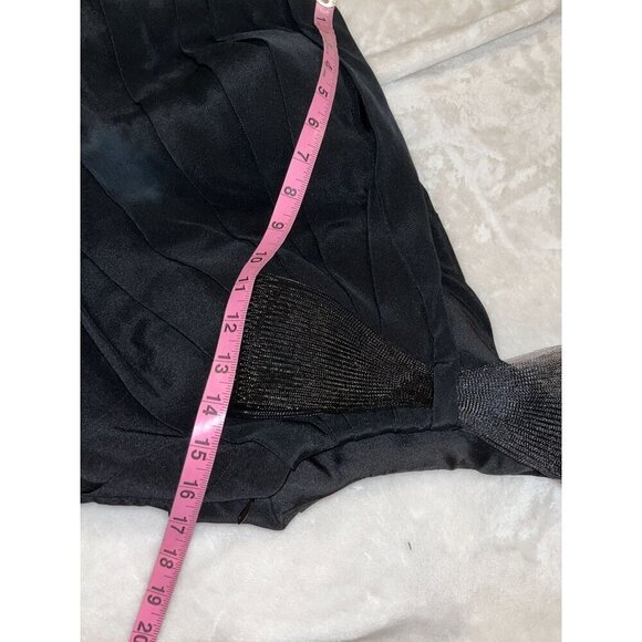 VTG Kay Unger Black One-Shoulder Pleated Cocktail Mini Dress Women size 10 - Picture 5 of 8